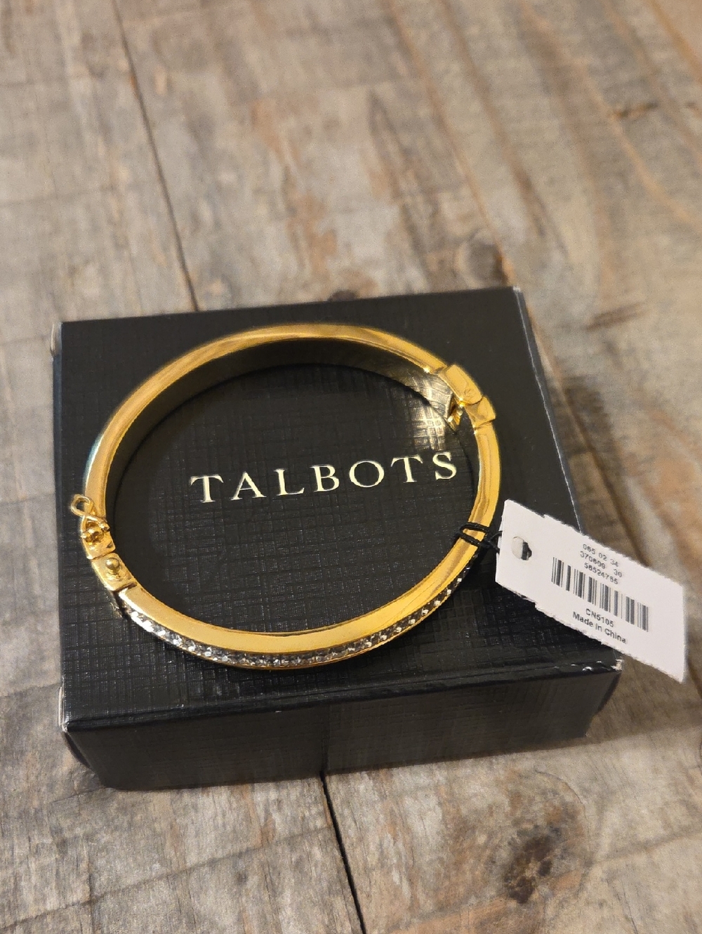 NWT Talbots Gold & Silver Tone Classy Crystal Hinged Baguette Bangle Bracelet - Picture 7 of 8